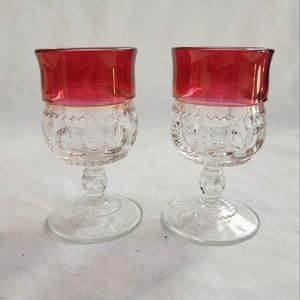 2 Kings Crown Ruby Red Cordial Glasses